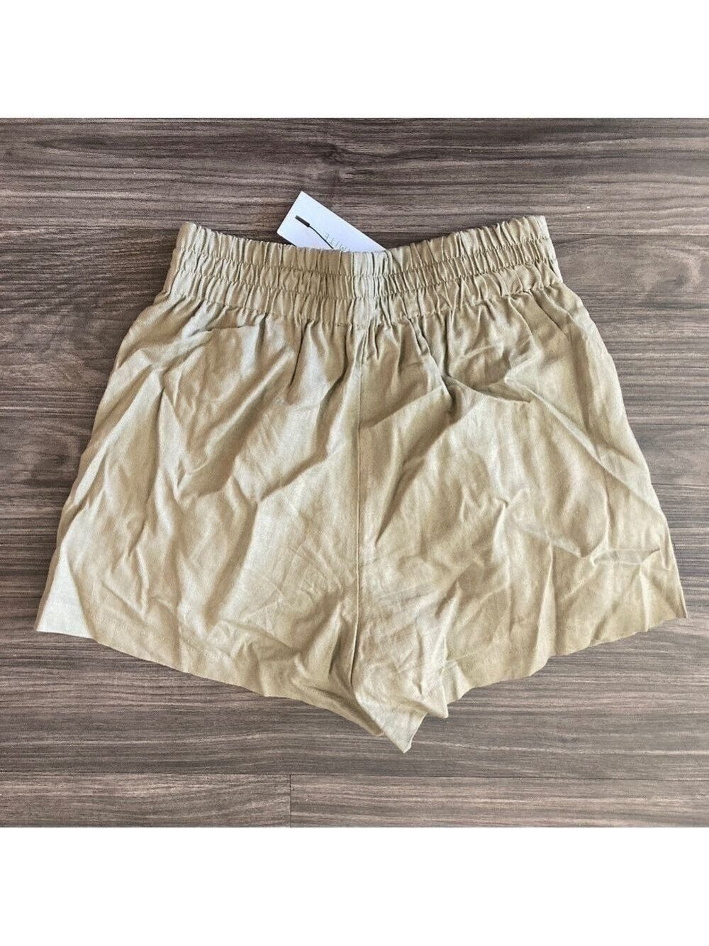 NEW Dynamite Jerri Pull On Linen Shorts High Waisted in Covert Green - Picture 3 of 10